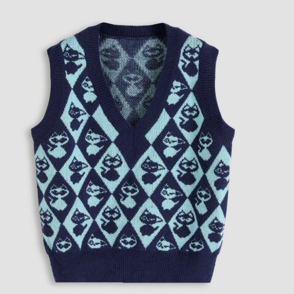 Cider Sweaters - Cider Blue Harlequin Cat Print Sweater Vest